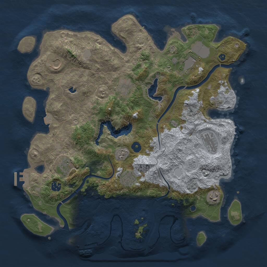 Rust Map: Procedural Map, Size: 4000, Seed: 23483670, 15 Monuments