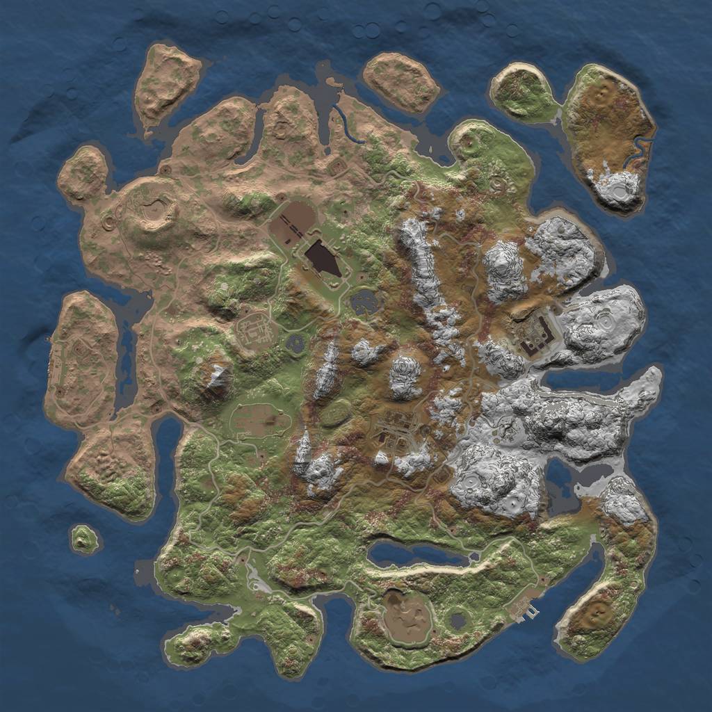 Rust Map: Procedural Map, Size: 4000, Seed: 23483670, 14 Monuments