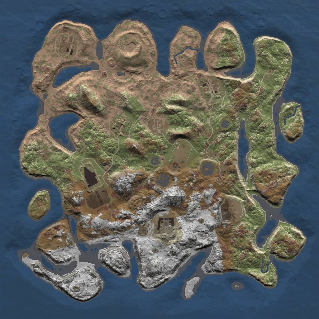 Rust Map: Procedural Map, Size: 3700, Seed: 189816839, 14 Monuments