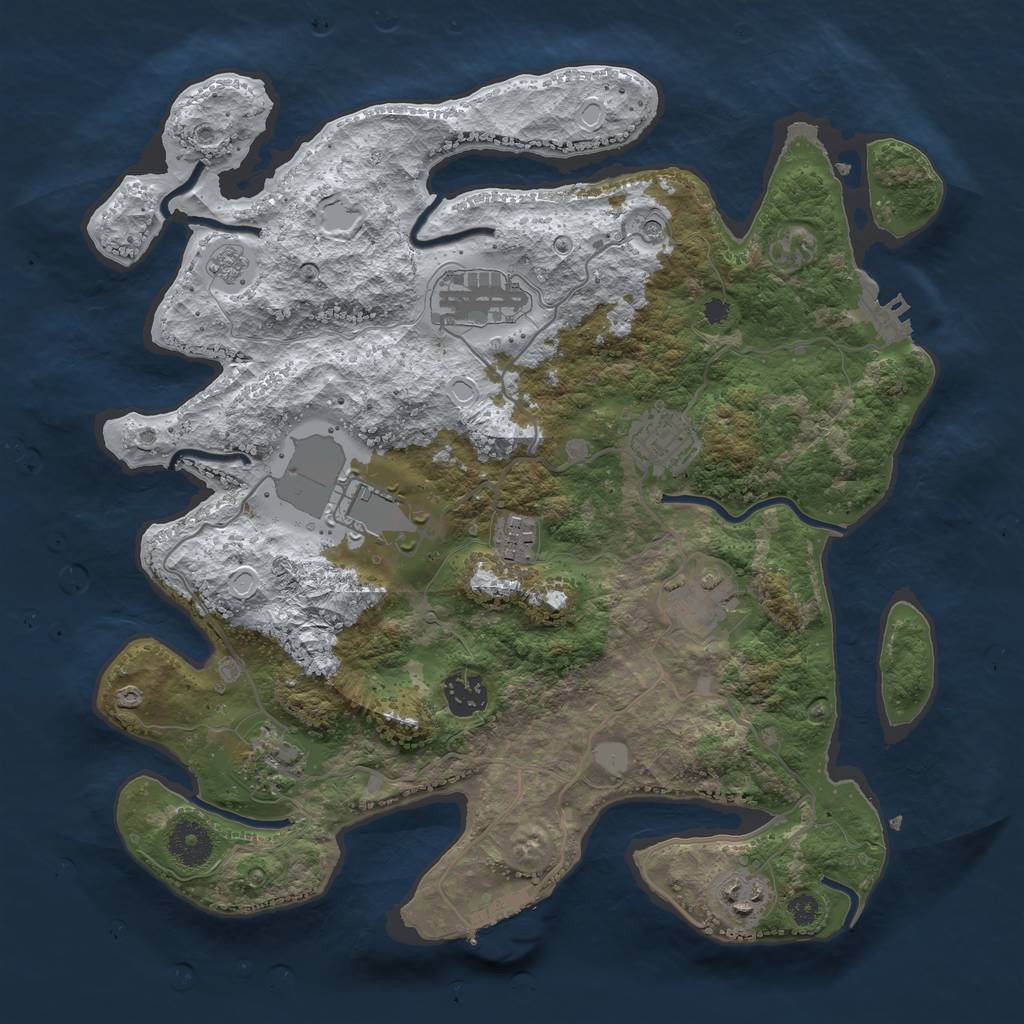 Rust Map: Procedural Map, Size: 3500, Seed: 1382011869, 17 Monuments