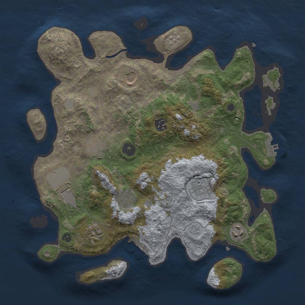 Rust Map: Procedural Map, Size: 3500, Seed: 207835, 18 Monuments