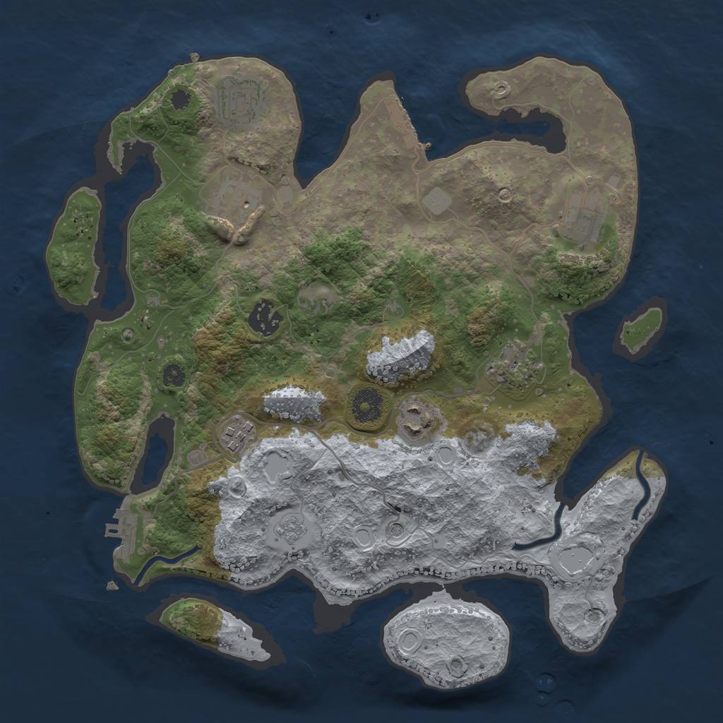 Rust Map: Procedural Map, Size: 3250, Seed: 69324301, 14 Monuments