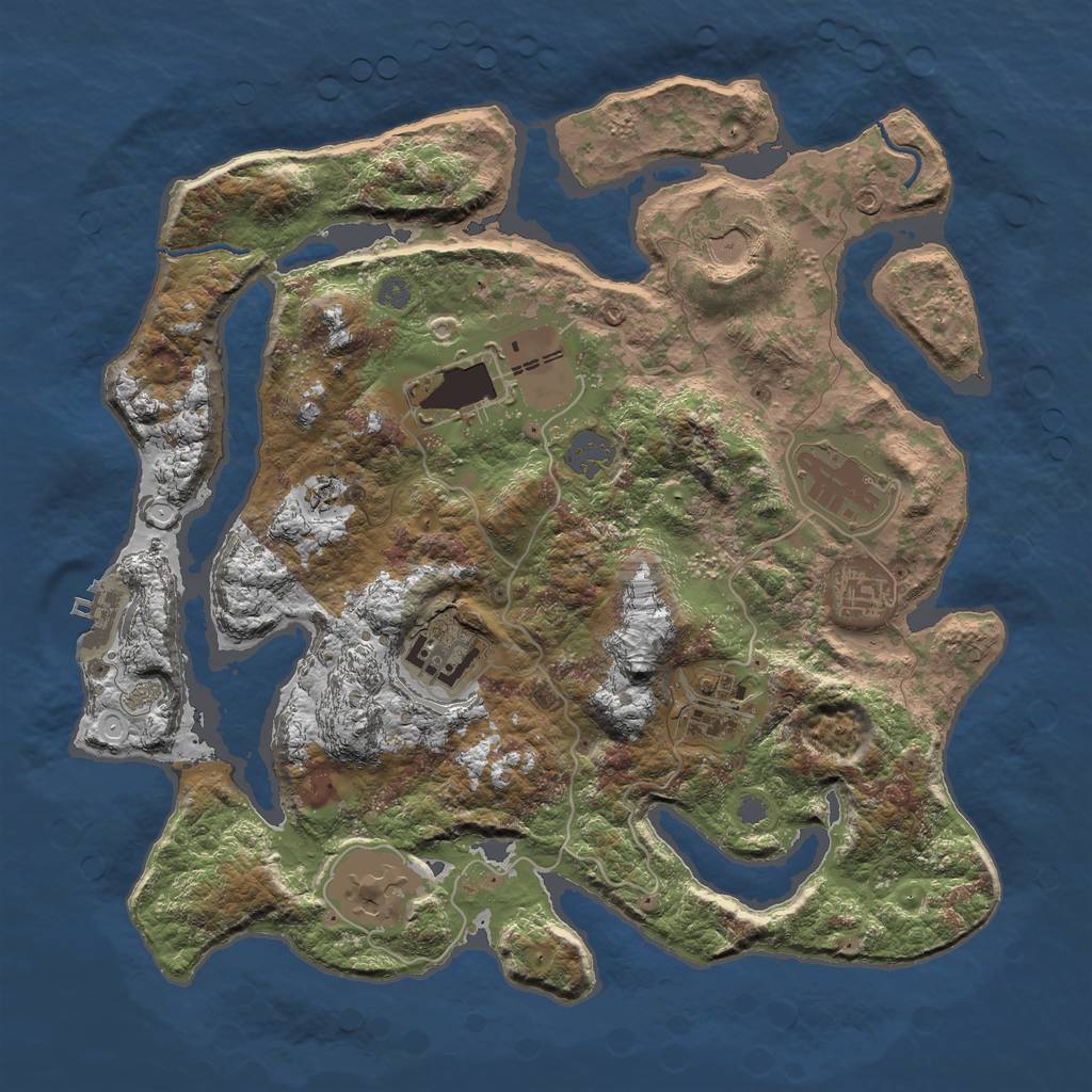 Rust Map: Procedural Map, Size: 3500, Seed: 1734952640, 13 Monuments