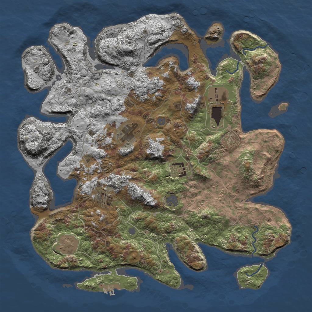 Rust Map: Procedural Map, Size: 4000, Seed: 1880224319, 12 Monuments