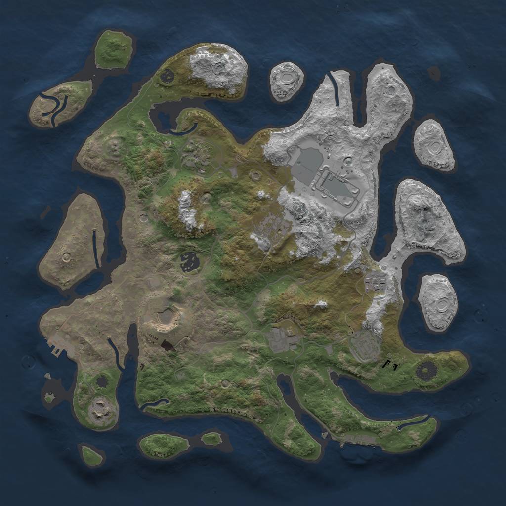 Rust Map: Procedural Map, Size: 3750, Seed: 538484066, 20 Monuments