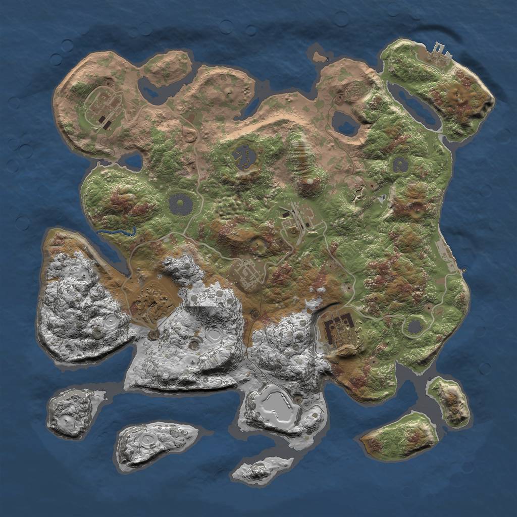 Rust Map: Procedural Map, Size: 3294, Seed: 2147483647, 12 Monuments