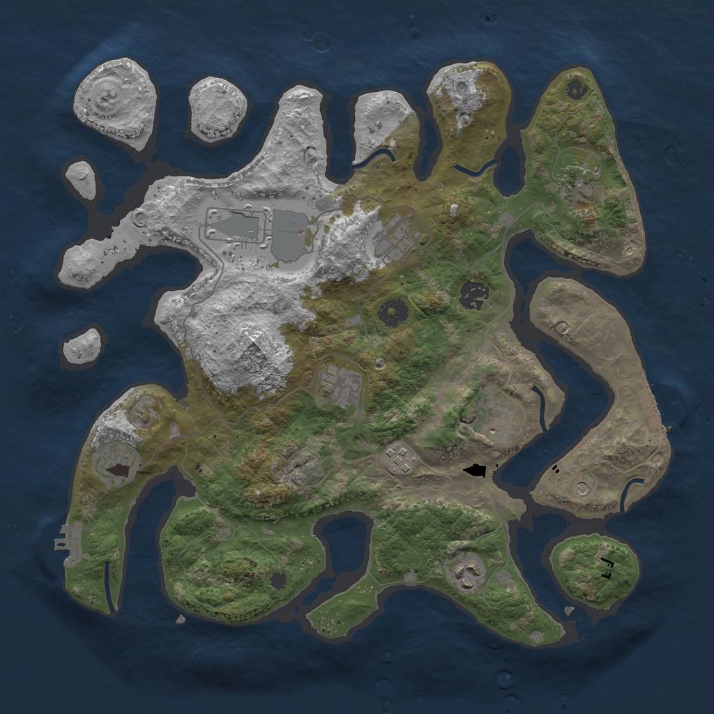 Rust Map: Procedural Map, Size: 3700, Seed: 427001029, 14 Monuments