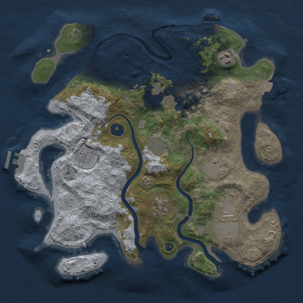 Rust Map: Procedural Map, Size: 3500, Seed: 455681486, 14 Monuments