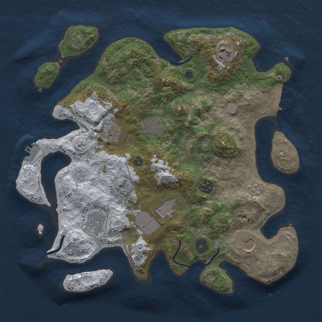 Rust Map: Procedural Map, Size: 3500, Seed: 455681486, 17 Monuments