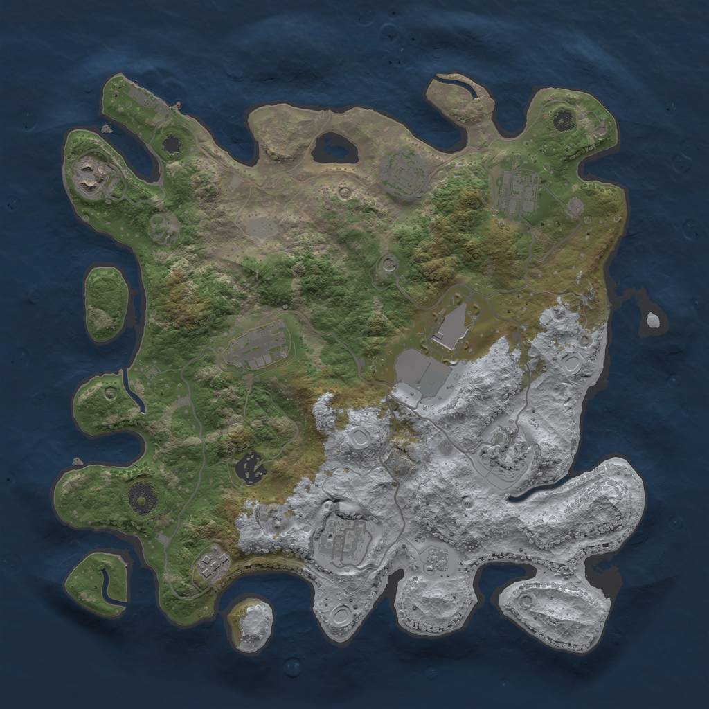 Rust Map: Procedural Map, Size: 3500, Seed: 5551525, 17 Monuments