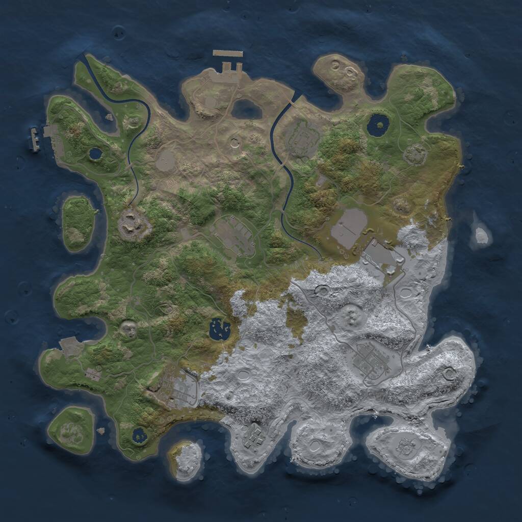 Rust Map: Procedural Map, Size: 3500, Seed: 5551525, 14 Monuments