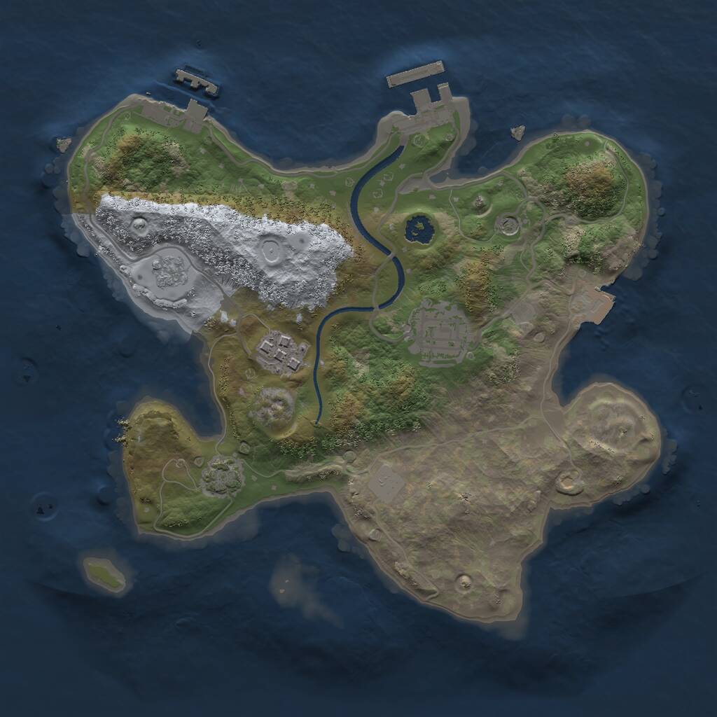Rust Map: Procedural Map, Size: 2500, Seed: 1123046769, 8 Monuments