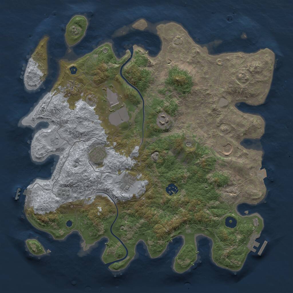 Rust Map: Procedural Map, Size: 3800, Seed: 1009561431, 14 Monuments