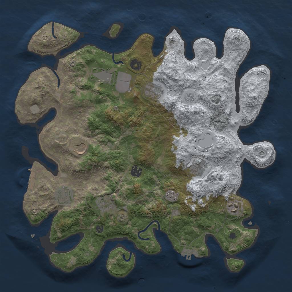 Rust Map: Procedural Map, Size: 3800, Seed: 1058143556, 18 Monuments