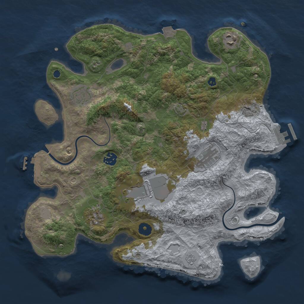 Rust Map: Procedural Map, Size: 3500, Seed: 138578, 12 Monuments