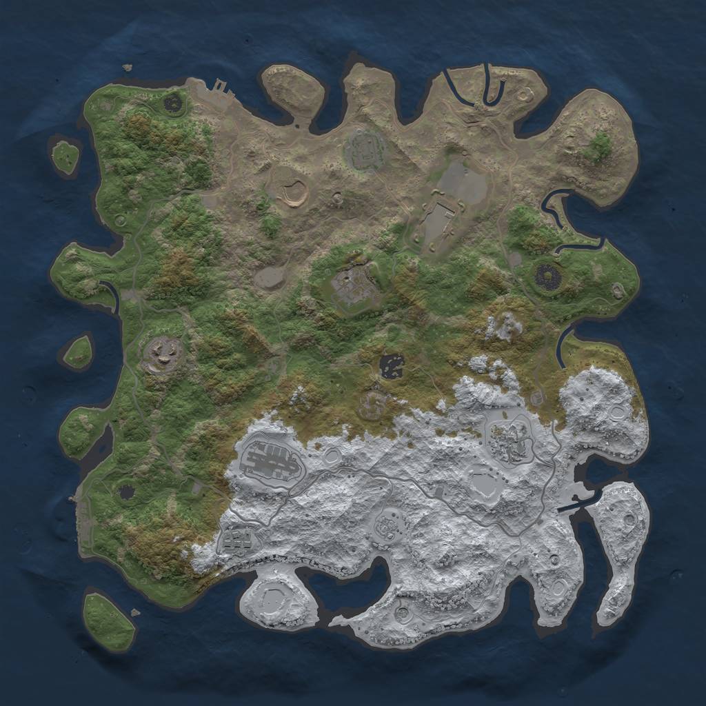 Rust Map: Procedural Map, Size: 4000, Seed: 6456354, 18 Monuments