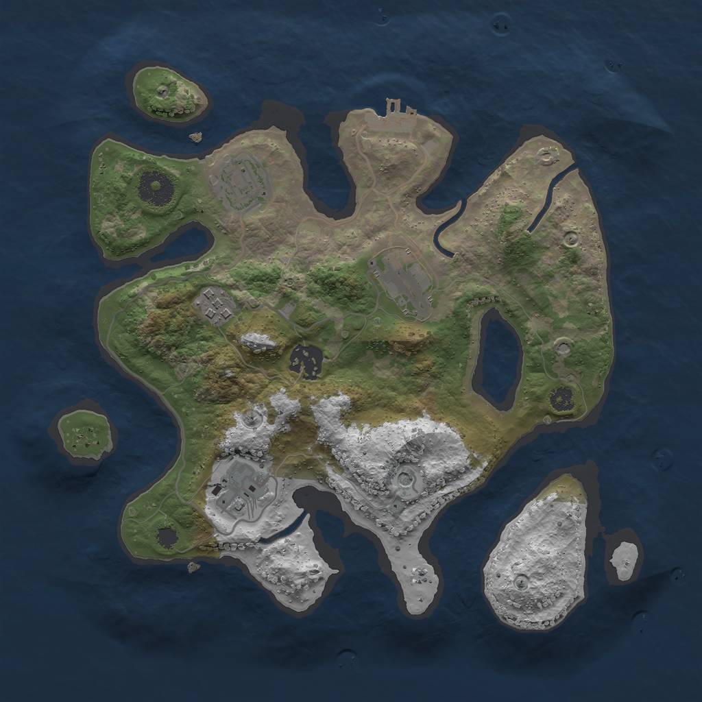 Rust Map: Procedural Map, Size: 3000, Seed: 49749267, 9 Monuments