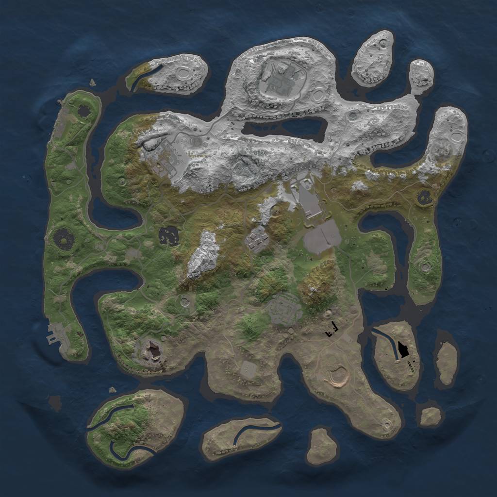 Rust Map: Procedural Map, Size: 3500, Seed: 7429, 16 Monuments