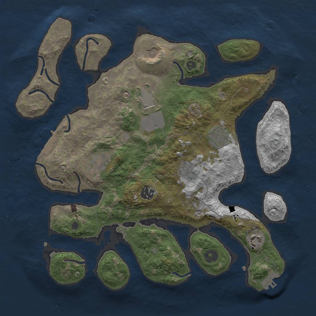 Rust Map: Procedural Map, Size: 3500, Seed: 8565656, 12 Monuments