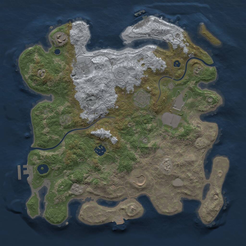 Rust Map: Procedural Map, Size: 3500, Seed: 395487253, 13 Monuments