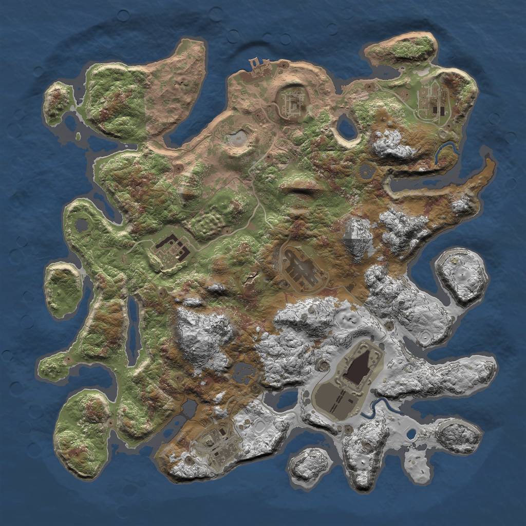 Rust Map: Procedural Map, Size: 3500, Seed: 313855258, 13 Monuments