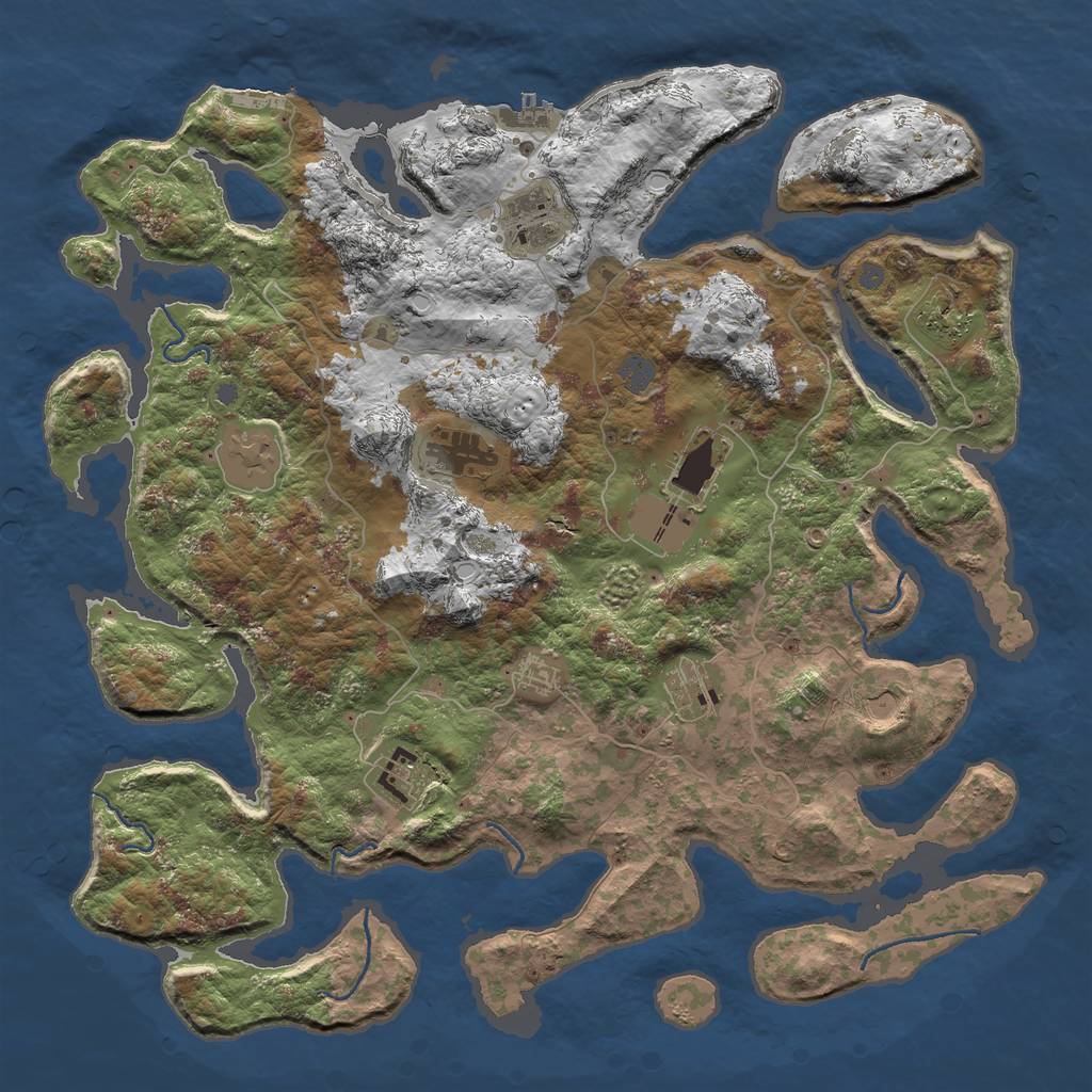 Rust Map: Procedural Map, Size: 4500, Seed: 268054310, 16 Monuments