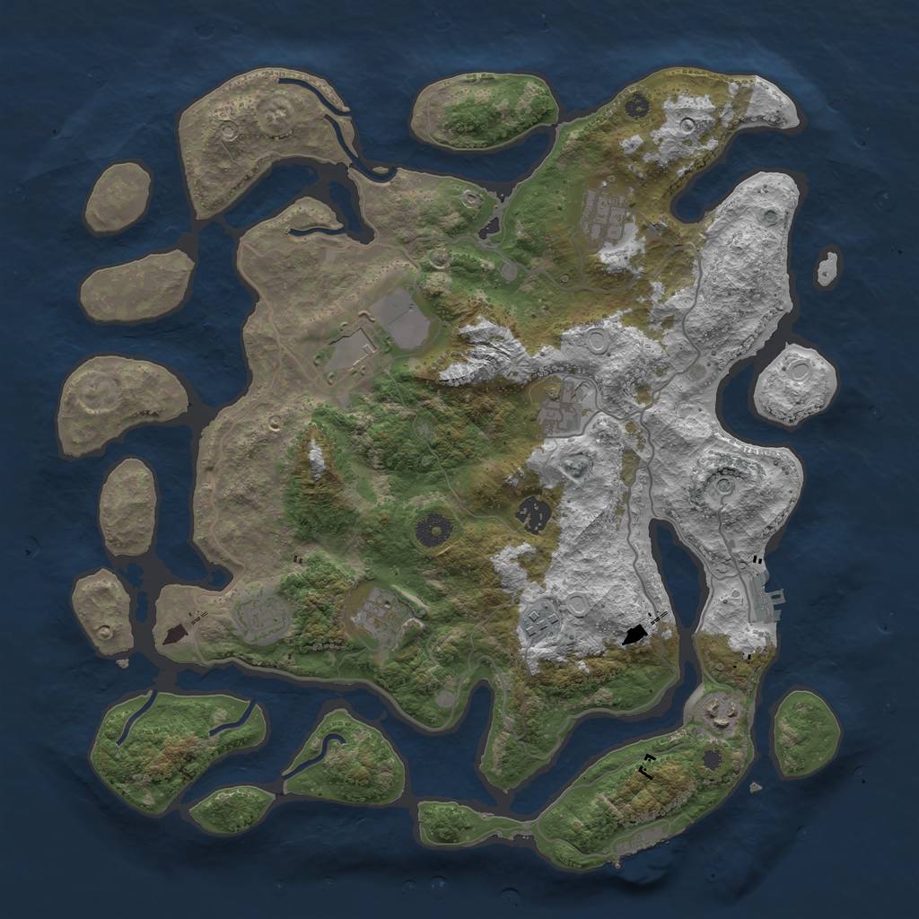 Rust Map: Procedural Map, Size: 4000, Seed: 845346625, 16 Monuments