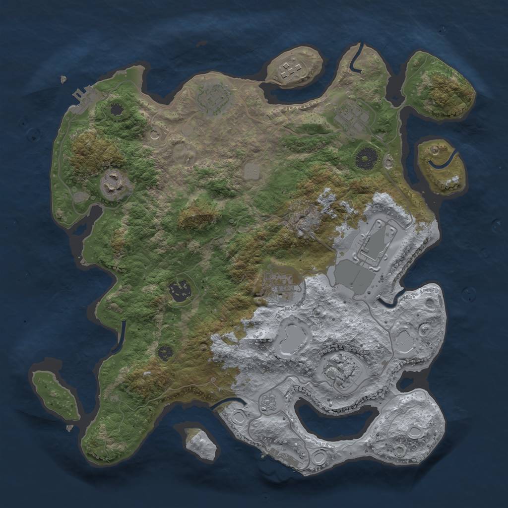 Rust Map: Procedural Map, Size: 3500, Seed: 53453463, 15 Monuments