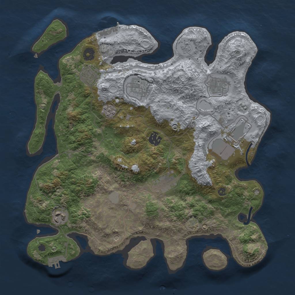 Rust Map: Procedural Map, Size: 3500, Seed: 82497, 16 Monuments