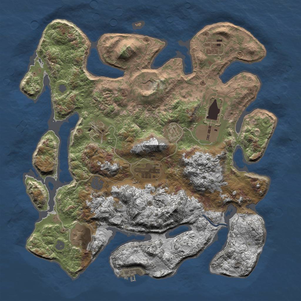 Rust Map: Procedural Map, Size: 3500, Seed: 1904747160, 13 Monuments