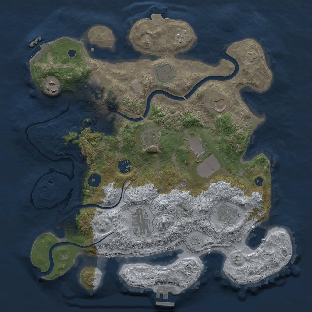 Rust Map: Procedural Map, Size: 3500, Seed: 1904747160, 16 Monuments