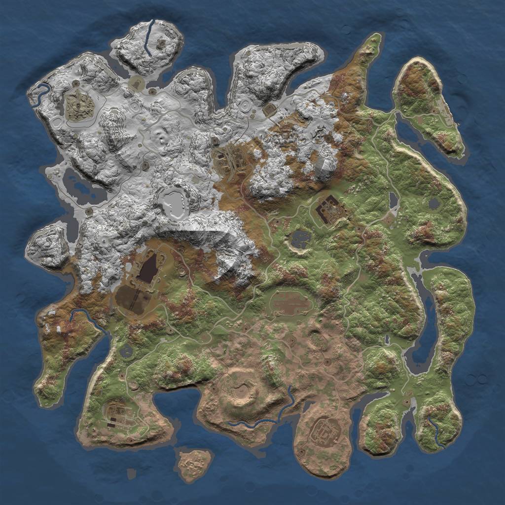 Rust Map: Procedural Map, Size: 4000, Seed: 1015180375, 14 Monuments