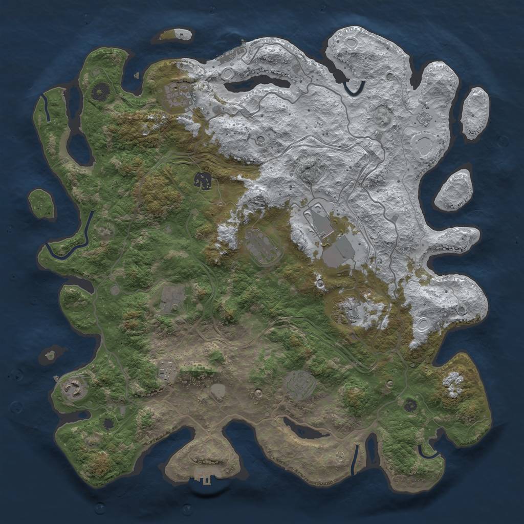 Rust Map: Procedural Map, Size: 4250, Seed: 893265439, 18 Monuments