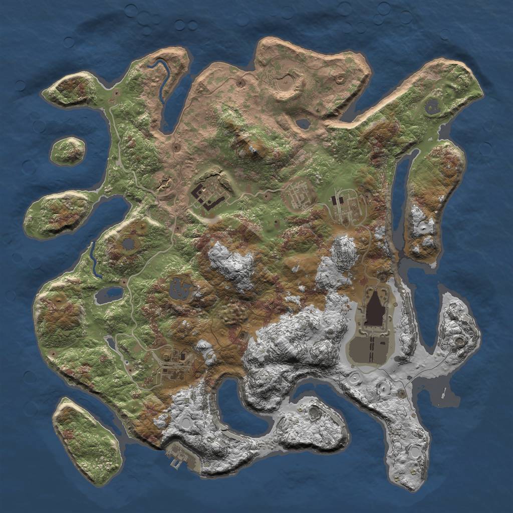 Rust Map: Procedural Map, Size: 3500, Seed: 66519545, 12 Monuments