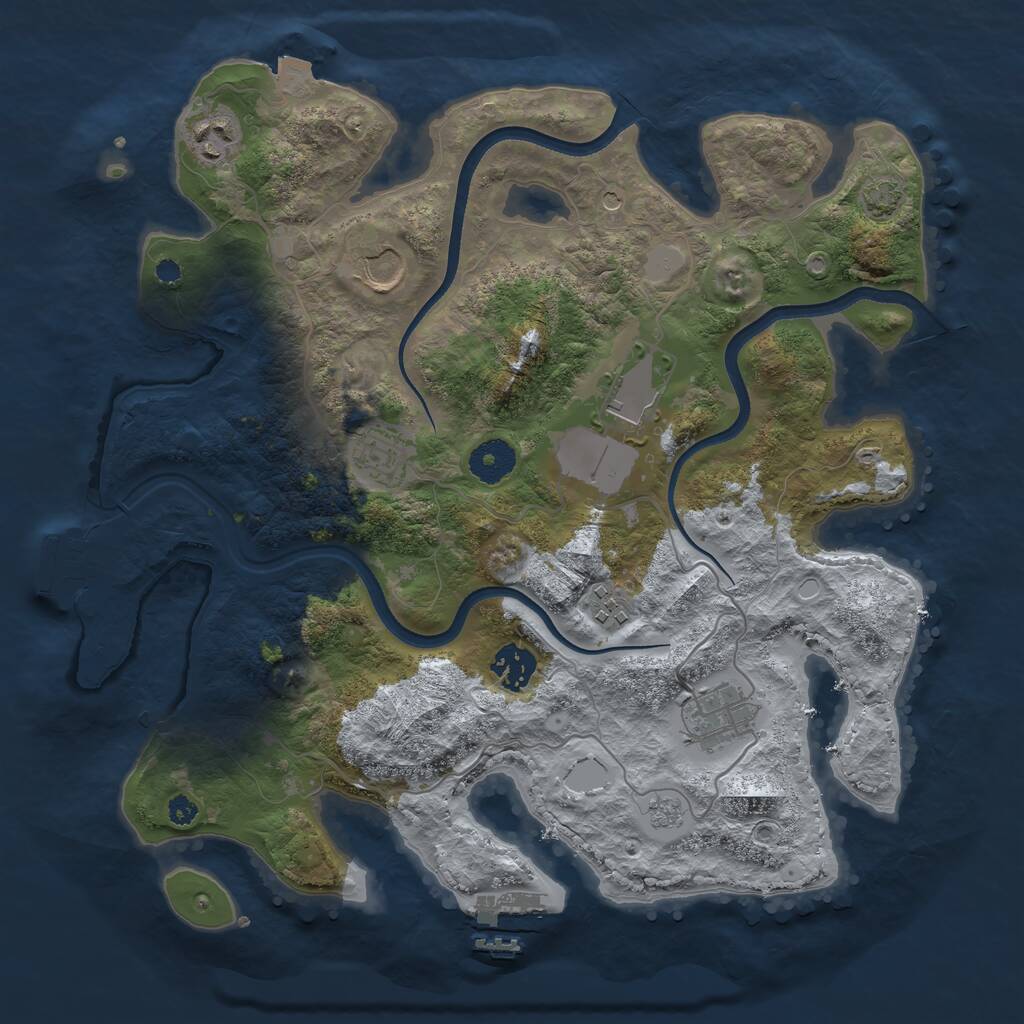 Rust Map: Procedural Map, Size: 3500, Seed: 66519545, 13 Monuments
