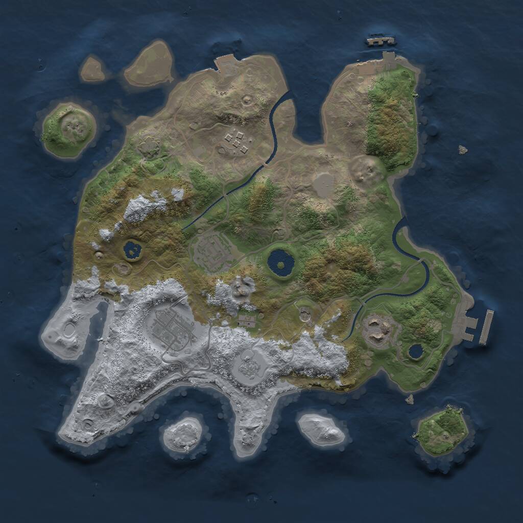 Rust Map: Procedural Map, Size: 3000, Seed: 192057, 10 Monuments