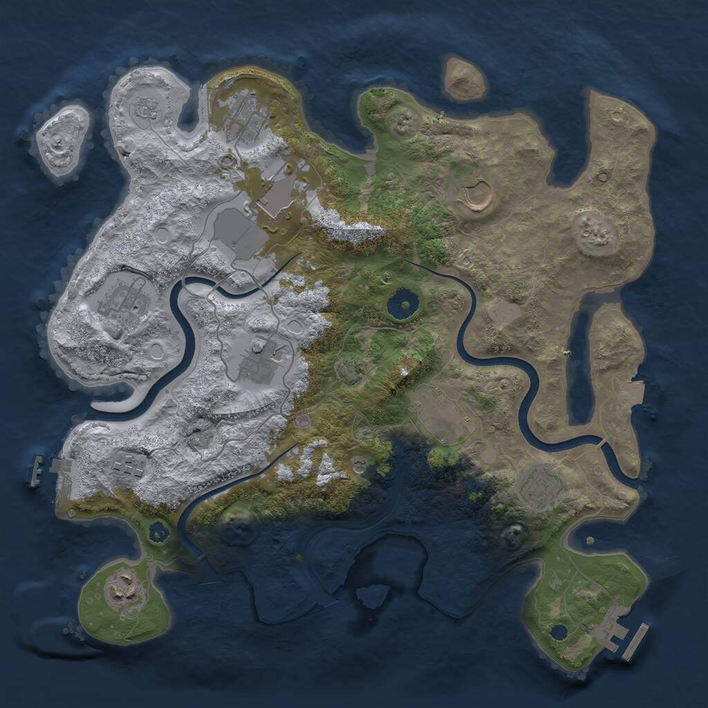 Rust Map: Procedural Map, Size: 3500, Seed: 803018, 15 Monuments