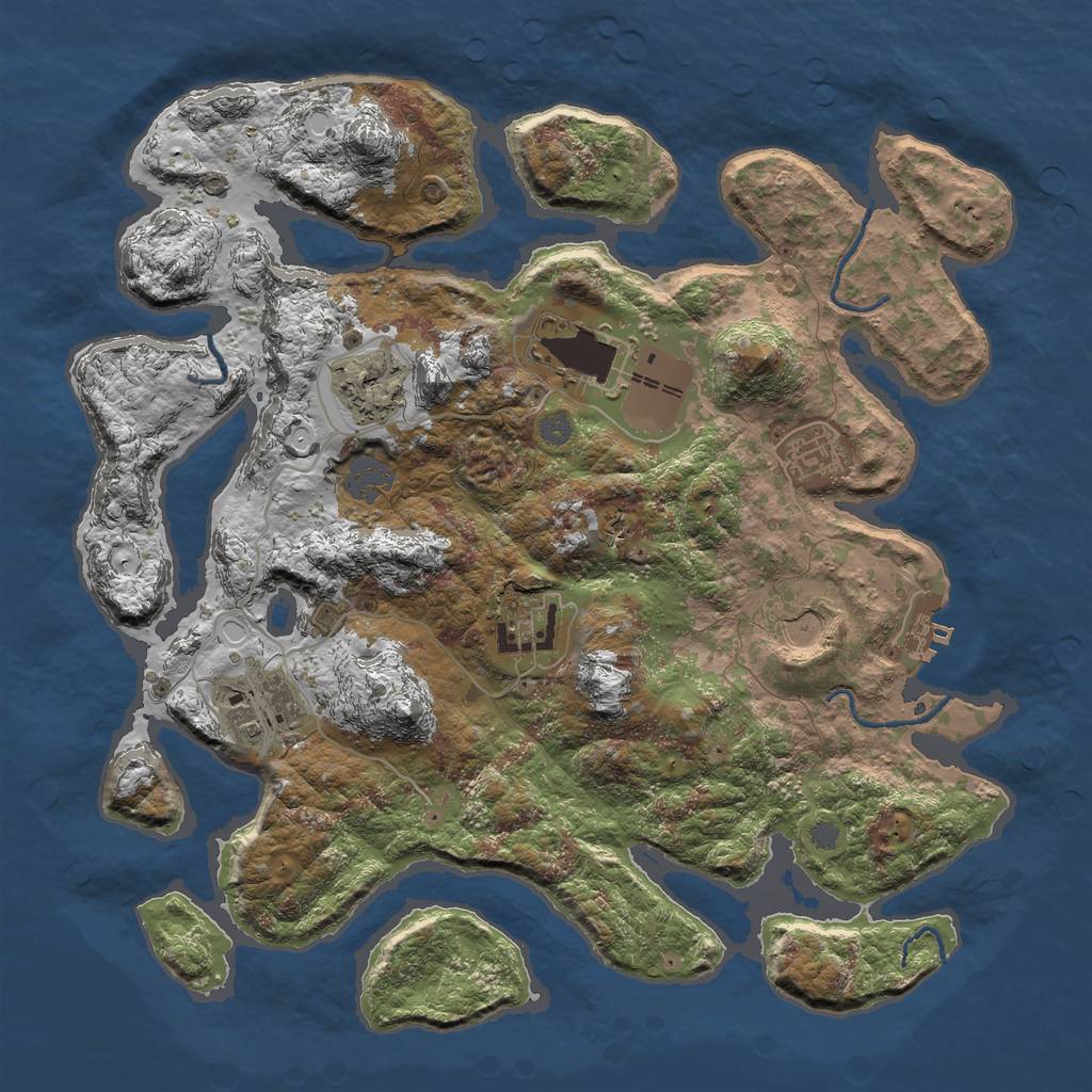 Rust Map: Procedural Map, Size: 3500, Seed: 803018, 12 Monuments