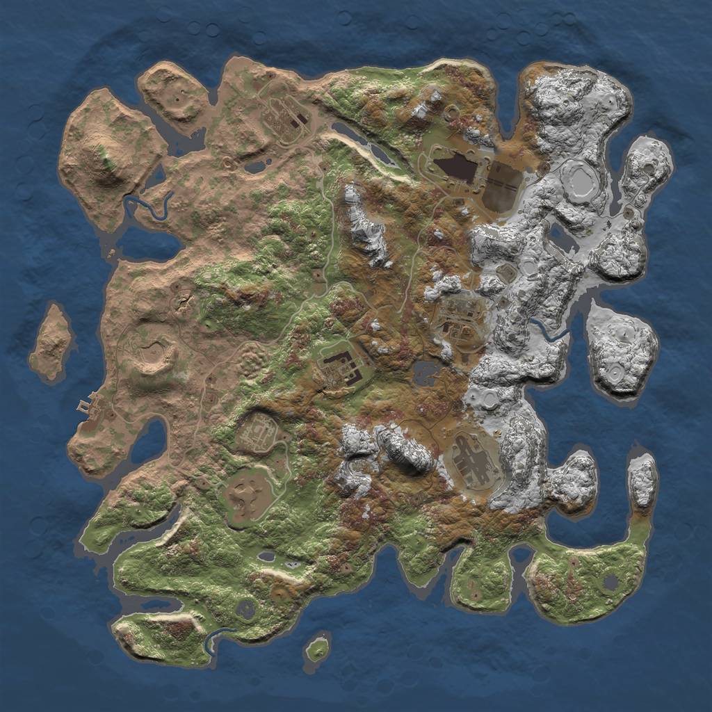 Rust Map: Procedural Map, Size: 3900, Seed: 63889, 14 Monuments