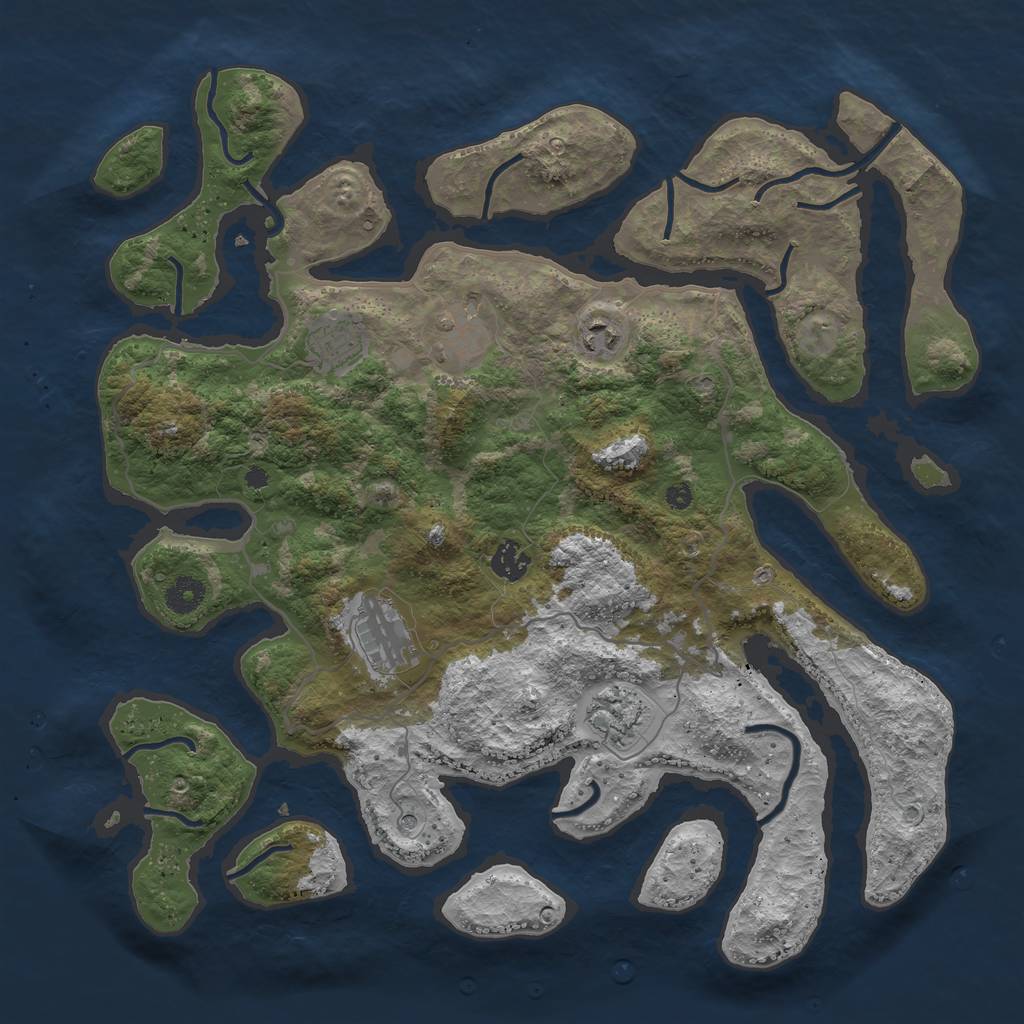 Rust Map: Procedural Map, Size: 4000, Seed: 422210, 9 Monuments