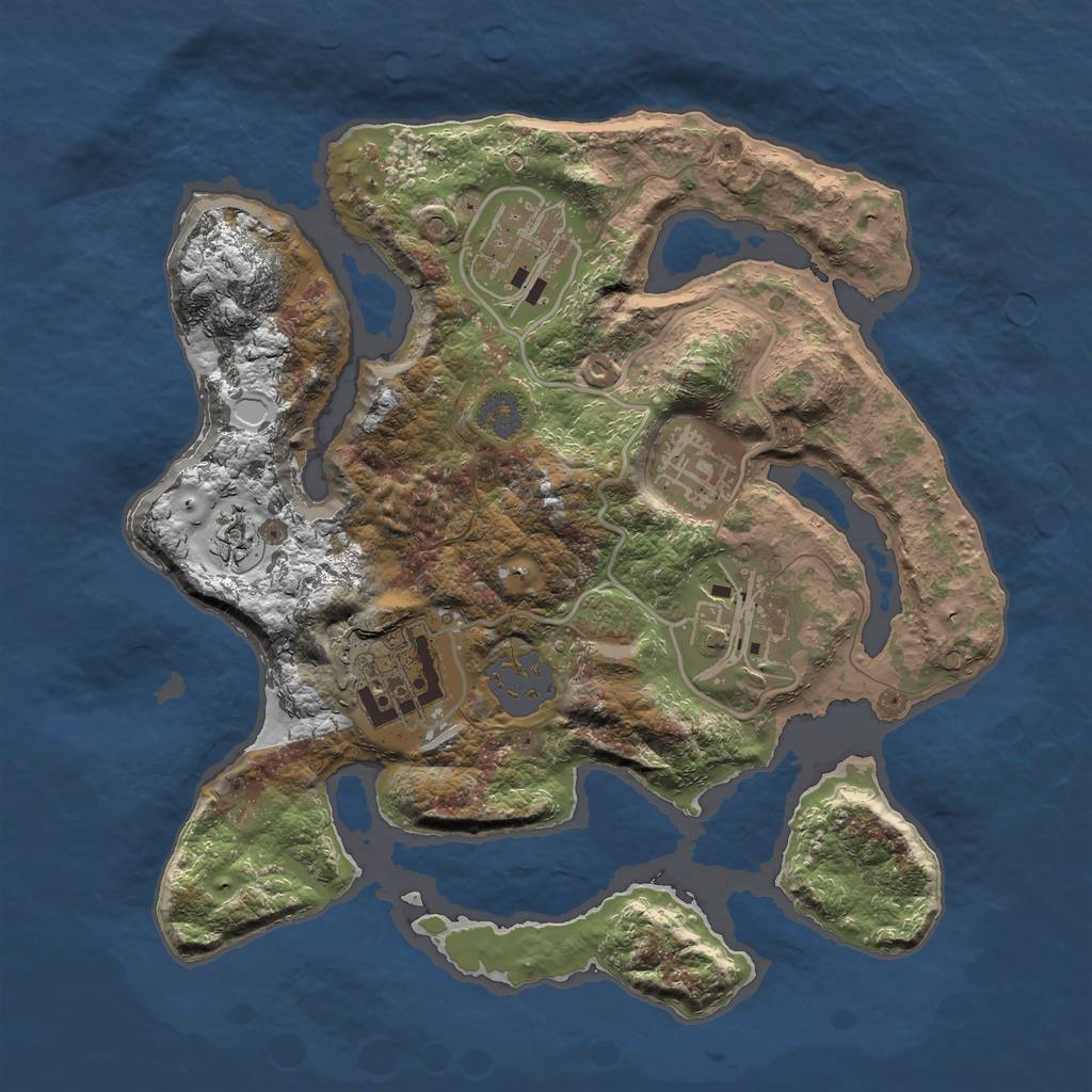 Rust Map: Procedural Map, Size: 2500, Seed: 418681026, 9 Monuments