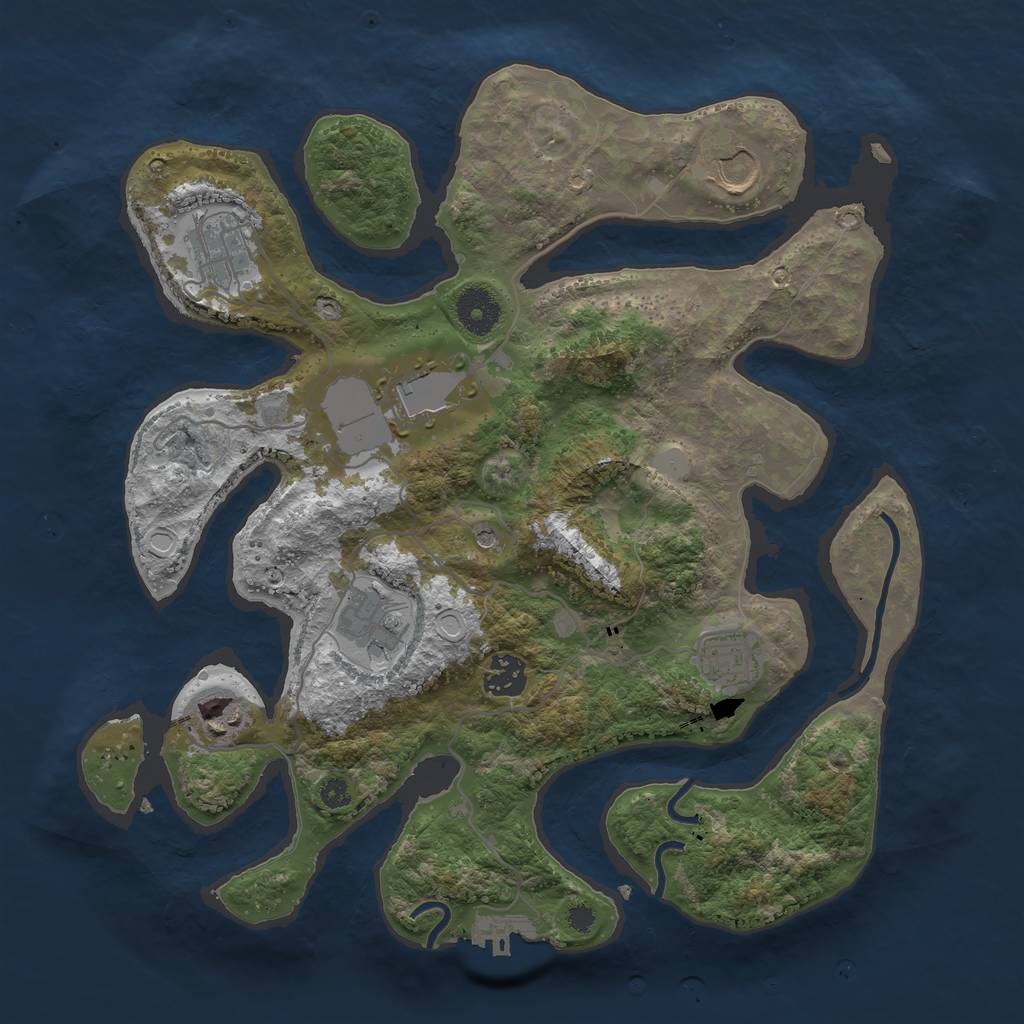 Rust Map: Procedural Map, Size: 3500, Seed: 845971351, 14 Monuments