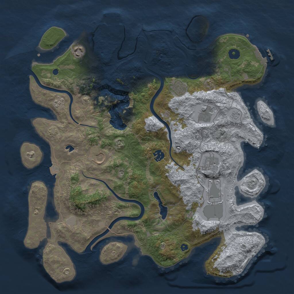 Rust Map: Procedural Map, Size: 4000, Seed: 215236514, 14 Monuments