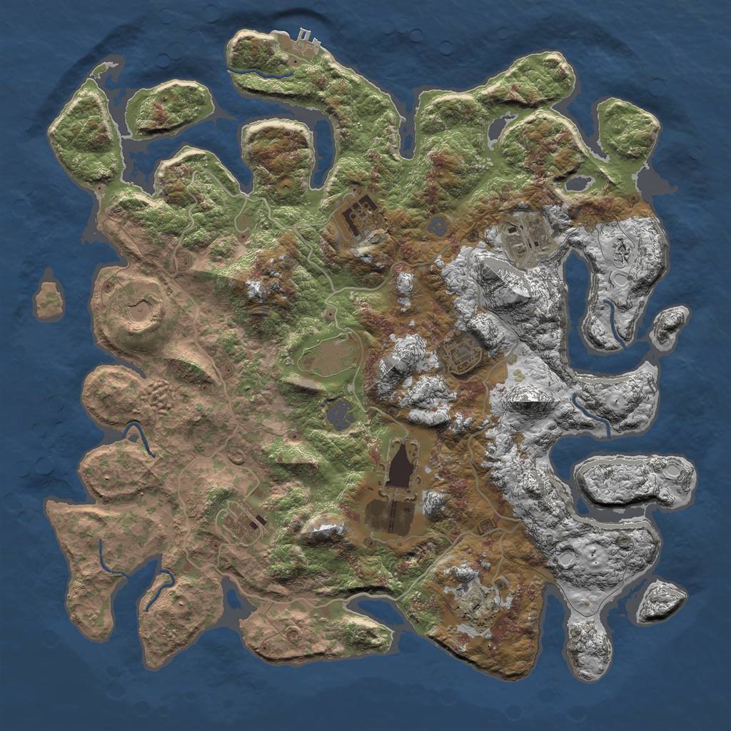 Rust Map: Procedural Map, Size: 4000, Seed: 215236514, 14 Monuments