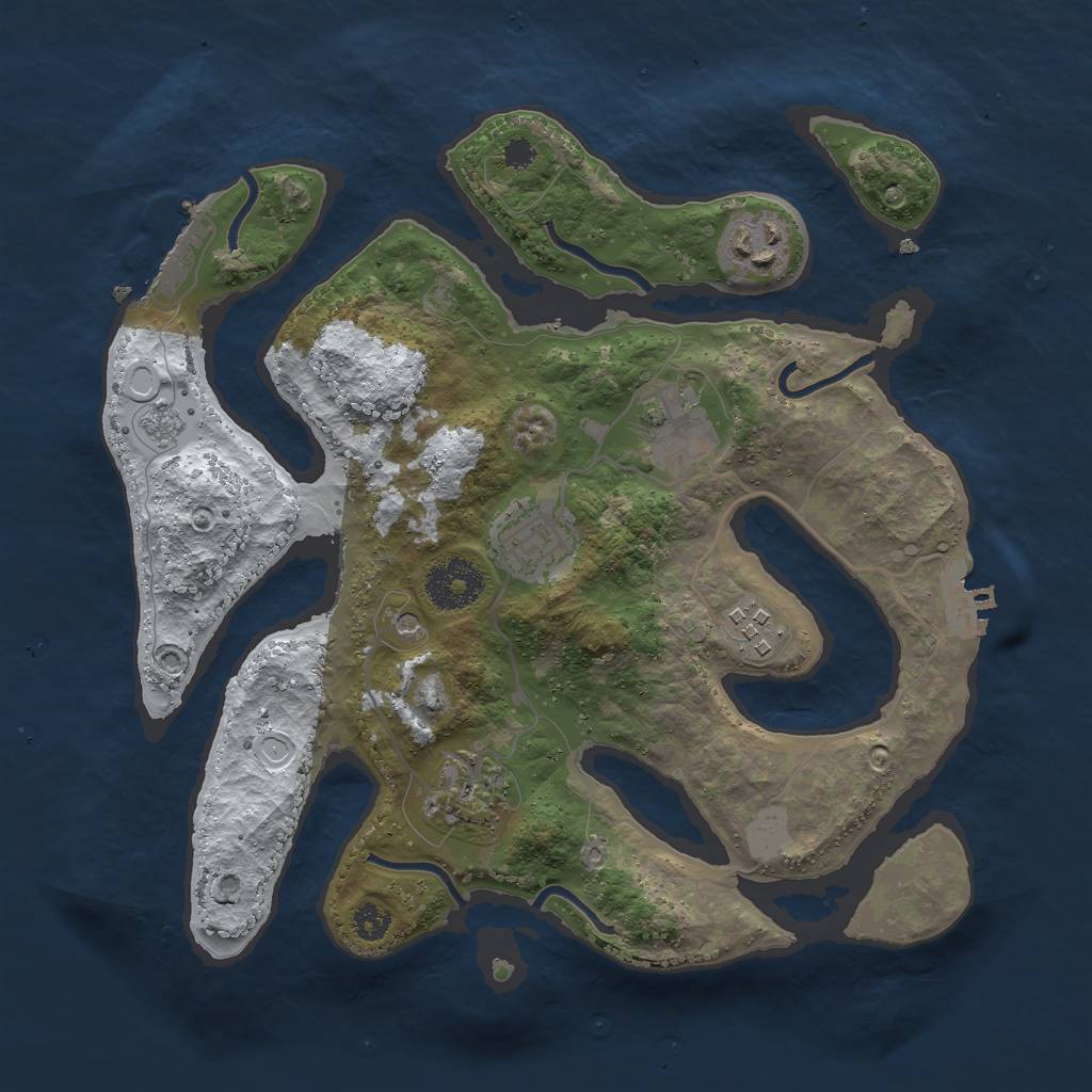 Rust Map: Procedural Map, Size: 3000, Seed: 37195634, 14 Monuments