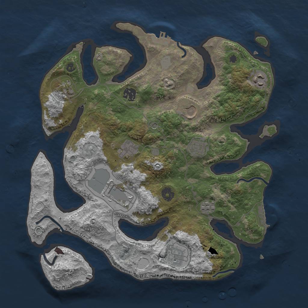 Rust Map: Procedural Map, Size: 3500, Seed: 1809759731, 17 Monuments