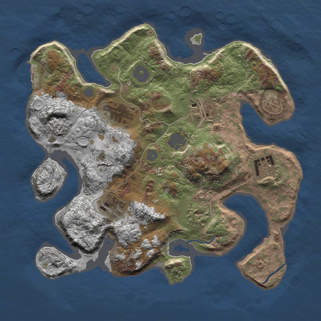 Rust Map: Procedural Map, Size: 3000, Seed: 984239702, 12 Monuments