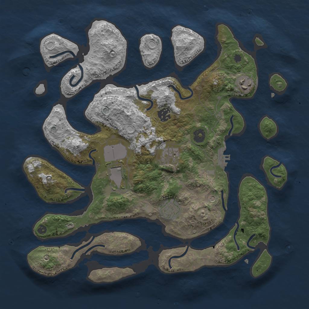 Rust Map: Procedural Map, Size: 3500, Seed: 768512469, 12 Monuments