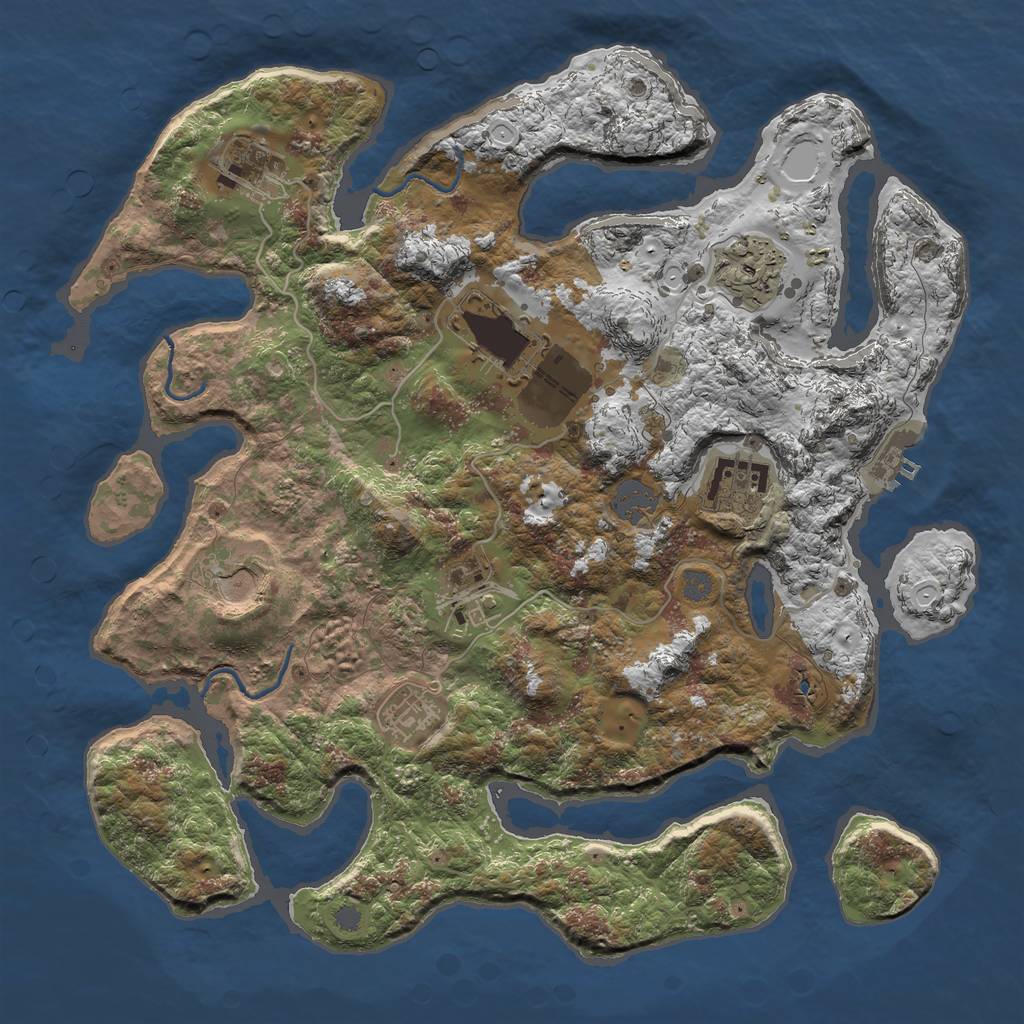 Rust Map: Procedural Map, Size: 3500, Seed: 1913623126, 13 Monuments