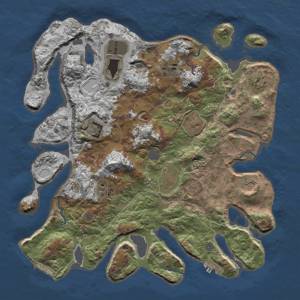 Rust Map: Procedural Map, Size: 4000, Seed: 1310761728, 16 Monuments